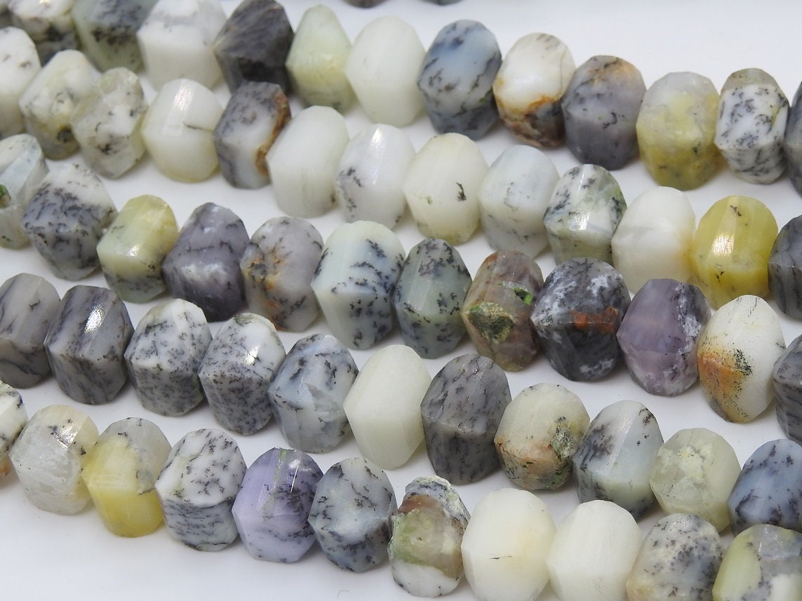 Natural Dendrite Opal Faceted Twisted Beads 10X10 to 8X8MM Tapered Strand 10 Inch Autumn Stone Loose Beads for Jewelry Making Supplies