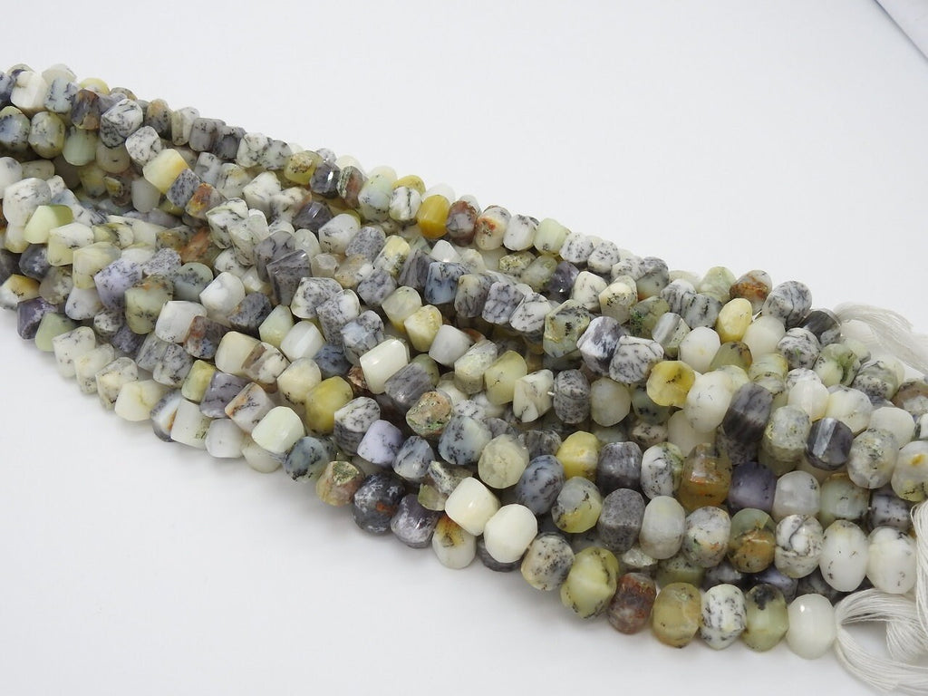 Natural Dendrite Opal Faceted Twisted Beads 10X10 to 8X8MM Tapered Strand 10 Inch Autumn Stone Loose Beads for Jewelry Making Supplies