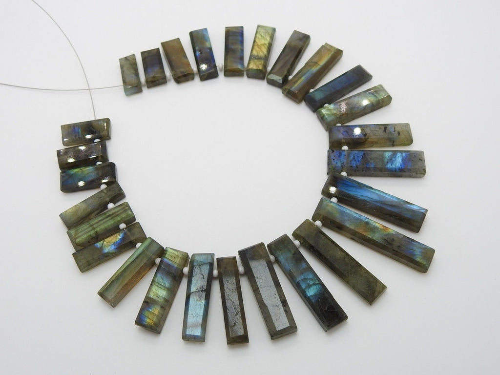 Labradorite Multi Flash Faceted Baguette 8Inches Strand 30To20mm Long, Natural Stone Handmade Jewelry Making Supplies Rectangle Bead Loose