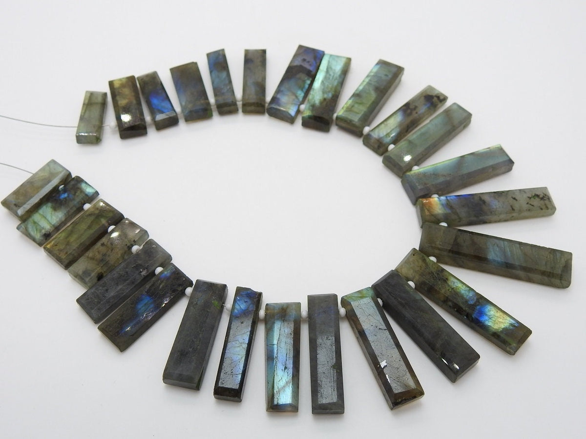 Labradorite Multi Flash Faceted Baguette 8Inches Strand 30To20mm Long, Natural Stone Handmade Jewelry Making Supplies Rectangle Bead Loose
