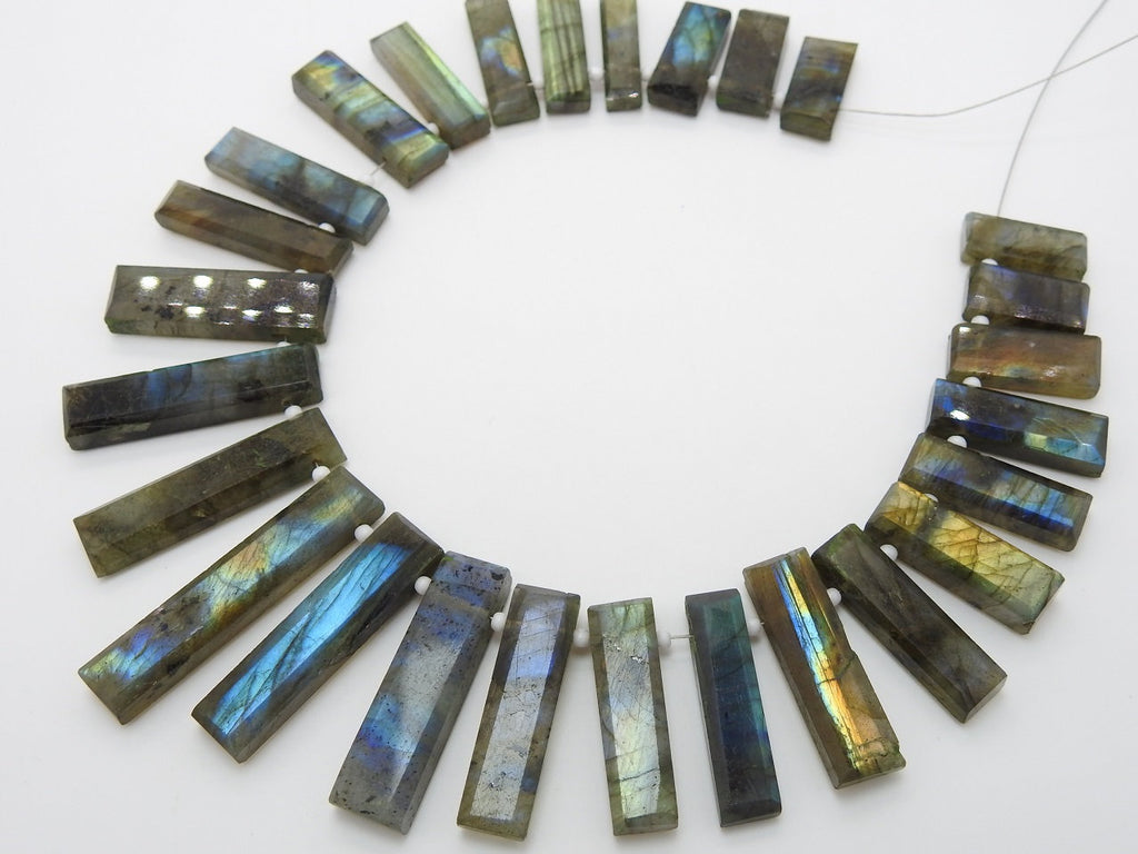 Labradorite Multi Flash Faceted Baguette 8Inches Strand 30To20mm Long, Natural Stone Handmade Jewelry Making Supplies Rectangle Bead Loose