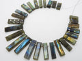Labradorite Multi Flash Faceted Baguette 8Inches Strand 30To20mm Long, Natural Stone Handmade Jewelry Making Supplies Rectangle Bead Loose