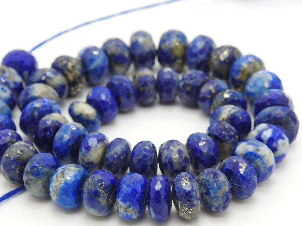 Lapis Lazuli Faceted Roundel Bead For Making Jewelry 10Inches Strand Wholesaler Supplies Natural Stone PME-B3