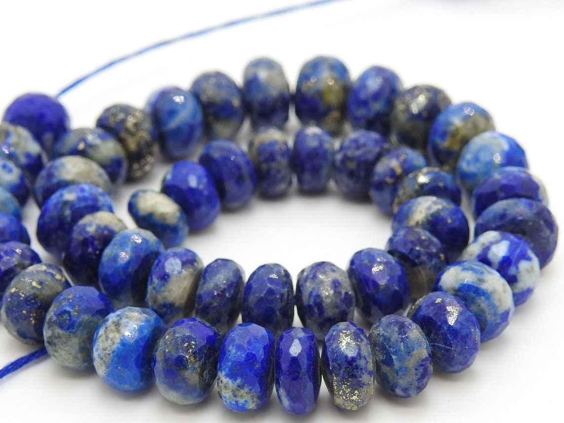 Lapis Lazuli Faceted Roundel Bead For Making Jewelry 10Inches Strand Wholesaler Supplies Natural Stone PME-B3