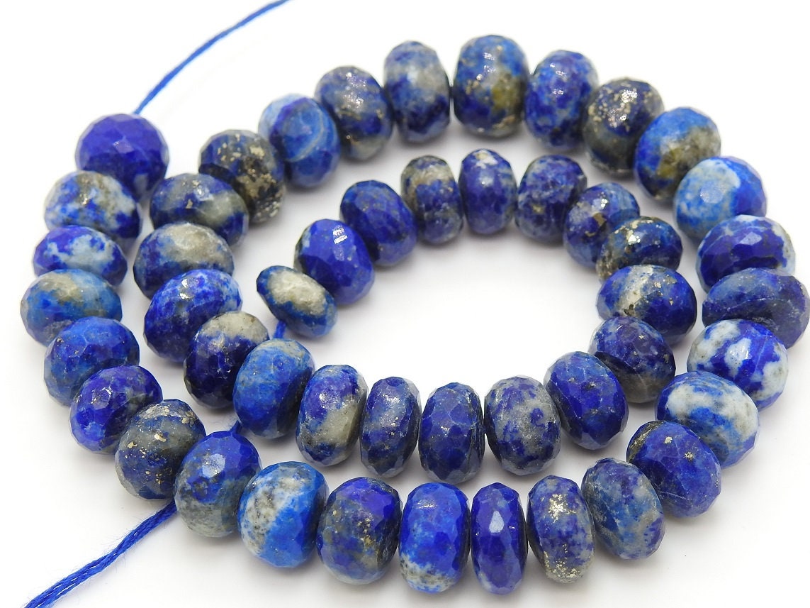 Lapis Lazuli Faceted Roundel Bead For Making Jewelry 10Inches Strand Wholesaler Supplies Natural Stone PME-B3