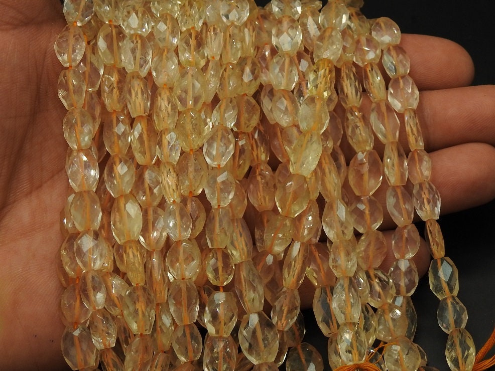 Citrine Faceted Oval Tumble Nugget Beads 14Inch 13x8mm 8x7mm Natural Stone Loose Beads for Jewelry Making Handmade Gemstone Supply Strand