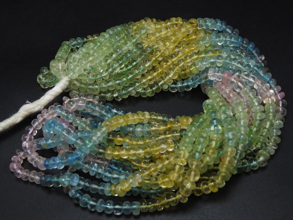 Natural Aquamarine Smooth Roundel Bead Strand Multi Shaded 16Inch 4MM Approx For Jewelry Wholesaler Supplies New Arrival PME-B1