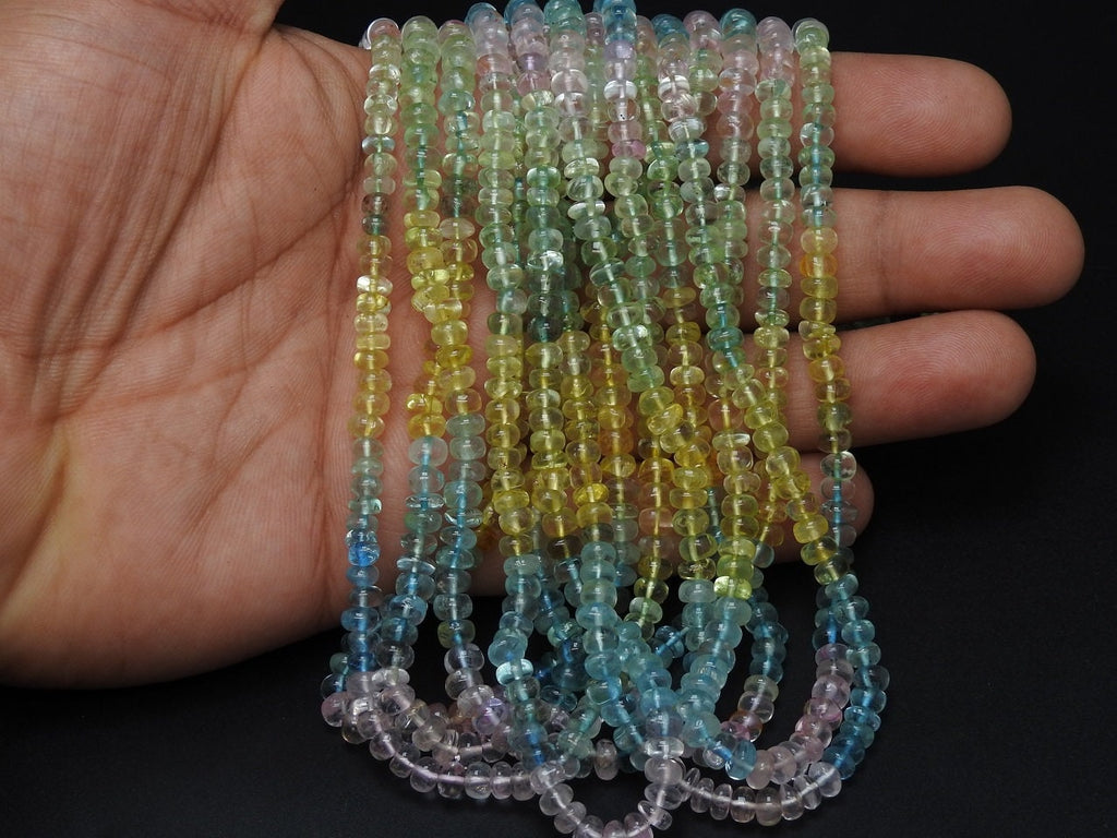 Natural Aquamarine Smooth Roundel Bead Strand Multi Shaded 16Inch 4MM Approx For Jewelry Wholesaler Supplies New Arrival PME-B1