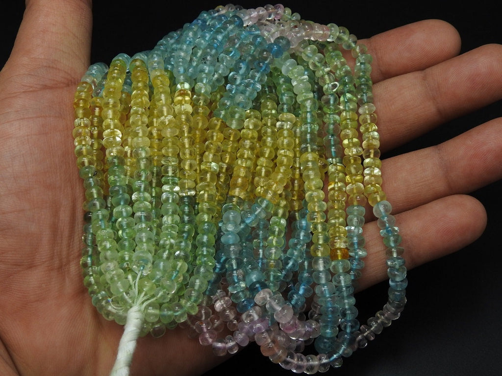Natural Aquamarine Smooth Roundel Bead Strand Multi Shaded 16Inch 4MM Approx For Jewelry Wholesaler Supplies New Arrival PME-B1