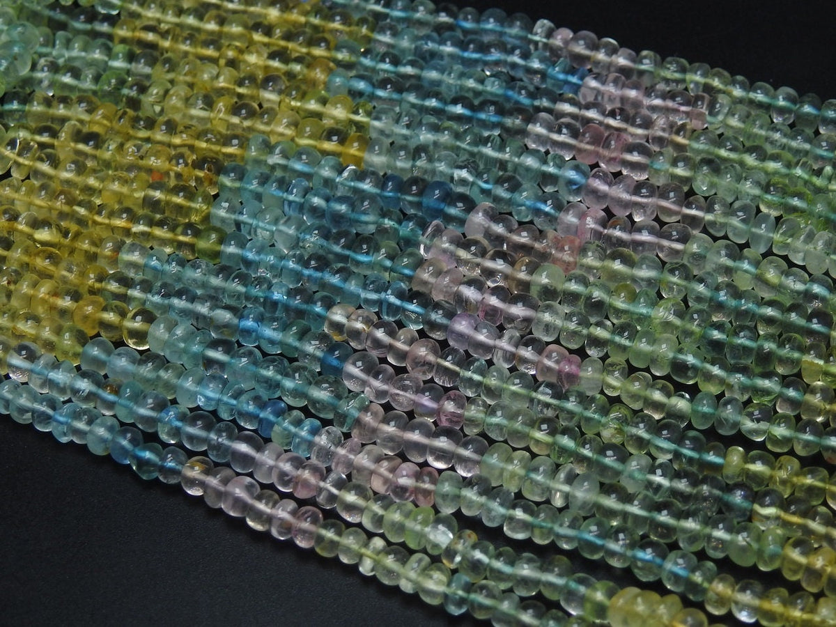 Natural Aquamarine Smooth Roundel Bead Strand Multi Shaded 16Inch 4MM Approx For Jewelry Wholesaler Supplies New Arrival PME-B1