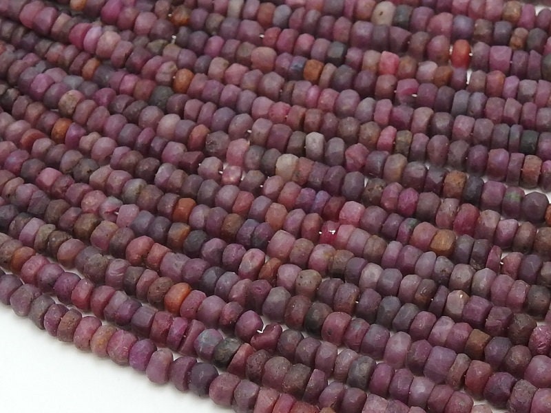 Ruby Smooth Matte Polished Roundel Bead 16Inch Strand For Jewelry Making Natural Stone W-B4