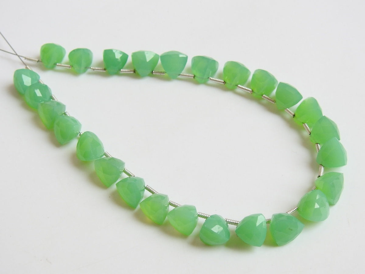 Natural Chrysoprase Green Chalcedony Faceted Trillion Beads 12 Piece Strand Jewelry Making Supplies PME-CY1