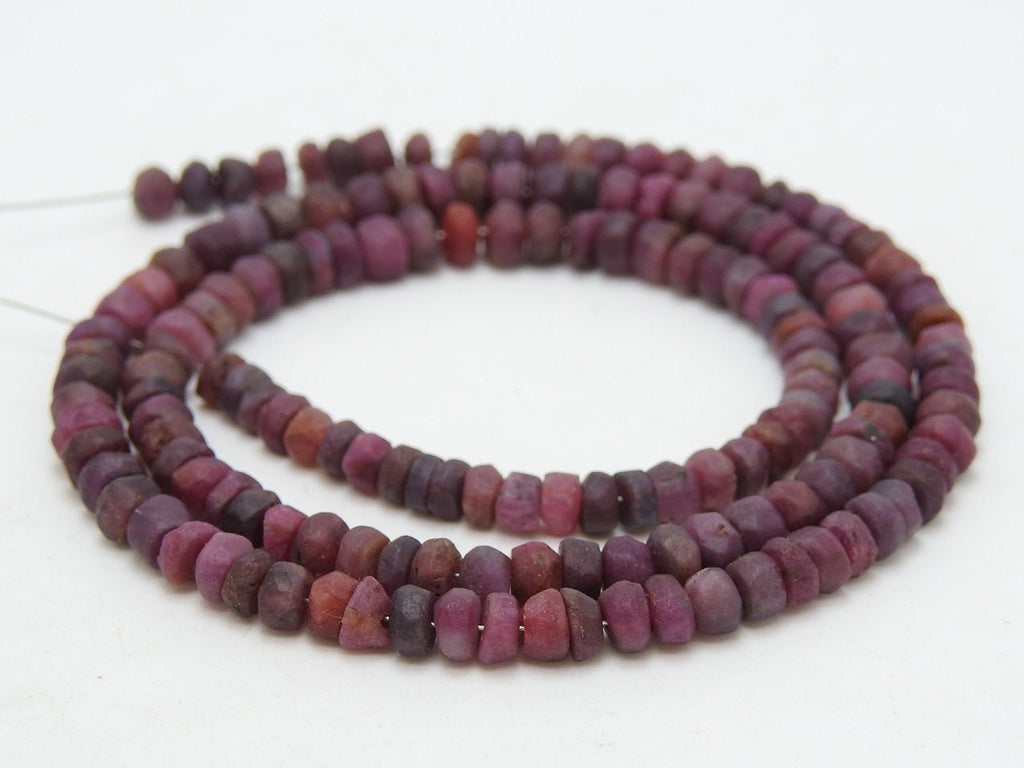 Ruby Smooth Matte Polished Roundel Bead 16Inch Strand For Jewelry Making Natural Stone W-B4