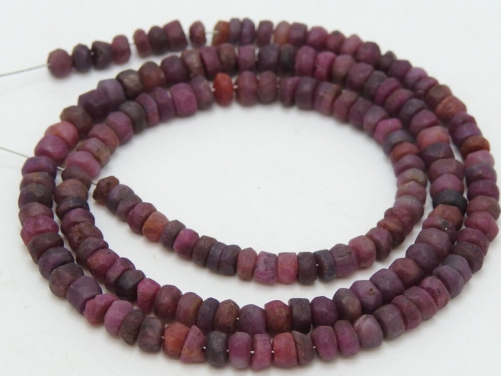 Ruby Smooth Matte Polished Roundel Bead 16Inch Strand For Jewelry Making Natural Stone W-B4