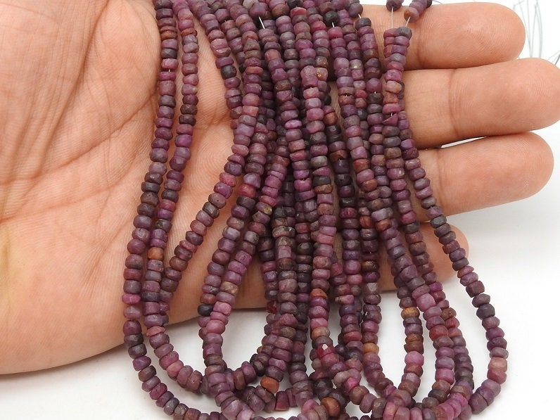 Ruby Smooth Matte Polished Roundel Bead 16Inch Strand For Jewelry Making Natural Stone W-B4