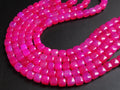 Pink Chalcedony Cube Beads, Smooth Polished Box Shape 9 Inch Strand, Wholesale Price Rubellite Color Loose Gemstone for DIY Jewelry Crafts