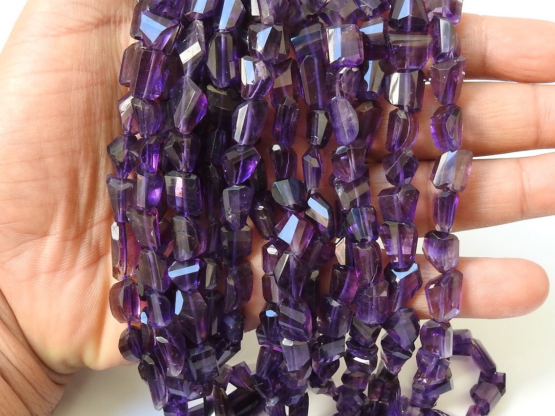 Amethyst Faceted Tumble Nugget Bead-10Inches Strand 10X7To20X12MM Approx-Natural Stone PME-TU1