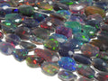 Ethiopian Black Fire Opal Nugget Beads 12 Inches, Faceted Multi Flashy Gemstone Strand 8x5-5x4mm, October Birthstone Loose Beads DIY