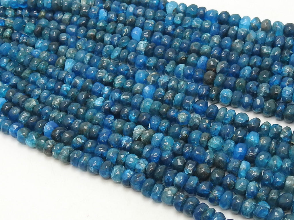 Natural Neon Blue Apatite Smooth Rondelle Bead 16 Inch Strand Wholesale Gemstone Supplies For Jewelry Making WB-6