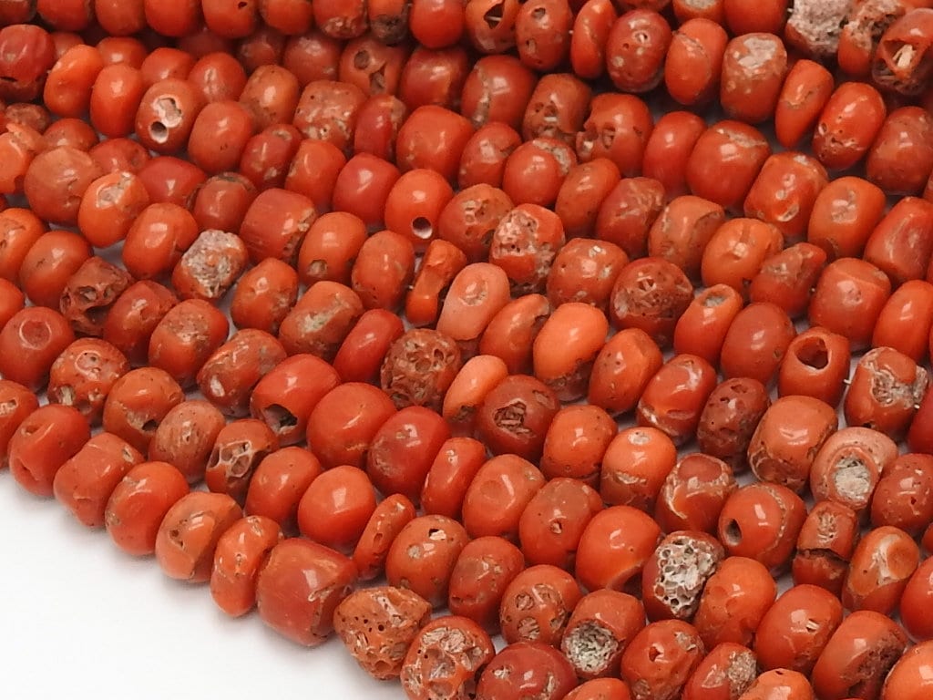 Natural Red Coral Smooth Roundel Beads 8 Inch Strand for Jewelry Making Supplies BK-CR2
