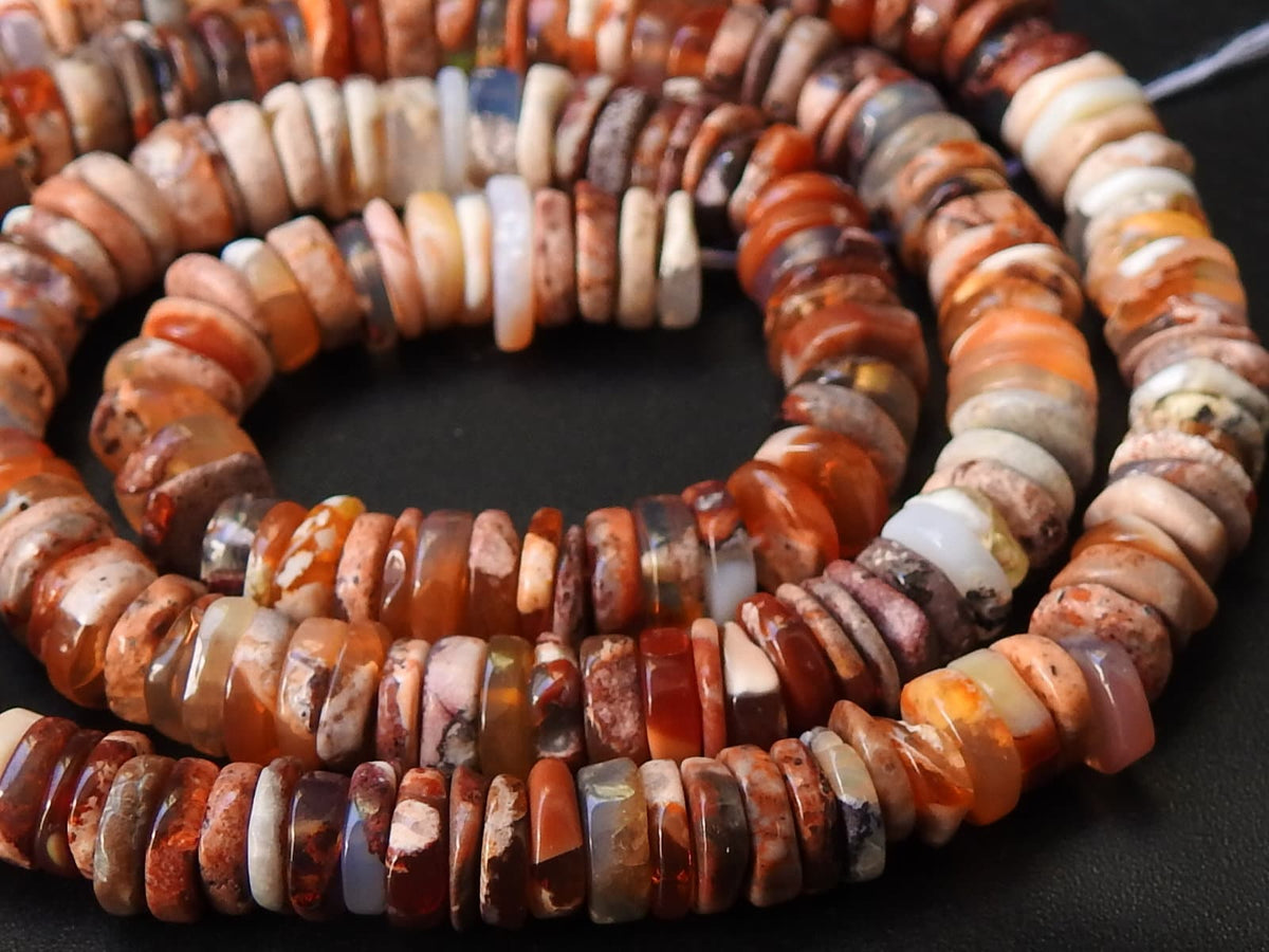 Mexican Opal Smooth Tire Button Coin Bead 16Inch Strand Natural Stone MS-T2