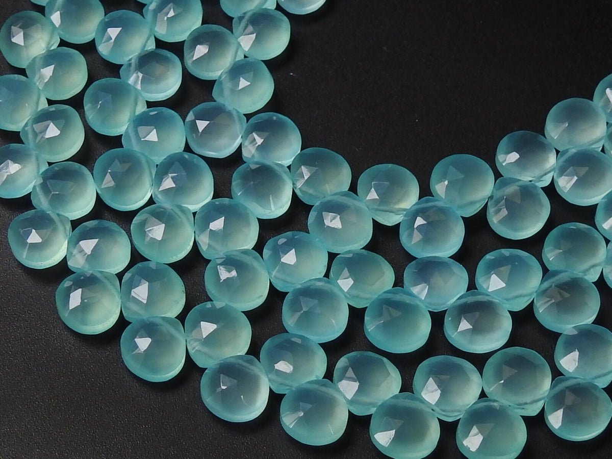 Aqua Blue Chalcedony Beads Micro Faceted Heart Teardrop 8x8mm 8Inch Strand Natural Loose Gemstone Wholesaler Supply PME-CY2