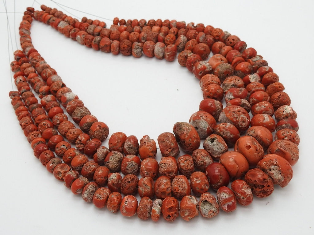 Red Coral Roundel Bead-Smooth Polished-Handmade Stone-8Inch Strand-For Making Jewelry-Natural Stone BK-CR2