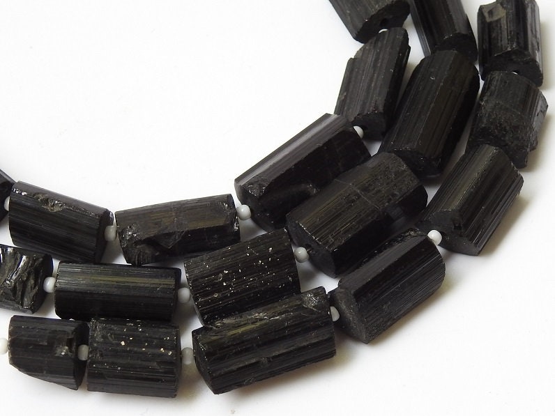 Black Tourmaline Natural Crystals Rough Bead-8Inches Strand -Loose Raw Stone-Minerals Gemstone-Wholesaler Supplies R2