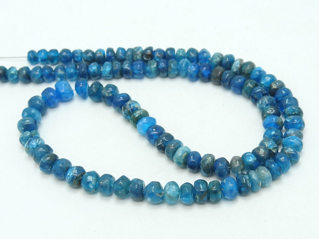 Natural Neon Blue Apatite Smooth Rondelle Bead 16 Inch Strand Wholesale Gemstone Supplies For Jewelry Making WB-6