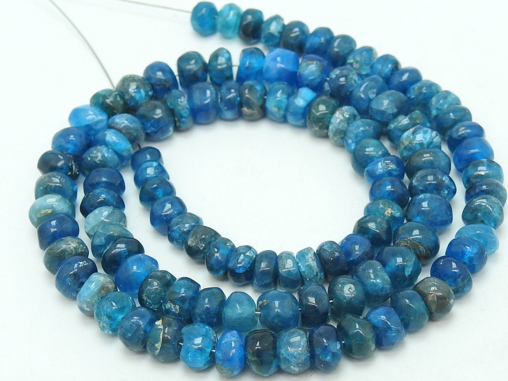 Natural Neon Blue Apatite Smooth Rondelle Bead 16 Inch Strand Wholesale Gemstone Supplies For Jewelry Making WB-6