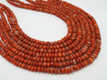 Natural Red Coral Smooth Roundel Beads 8 Inch Strand for Jewelry Making Supplies BK-CR2