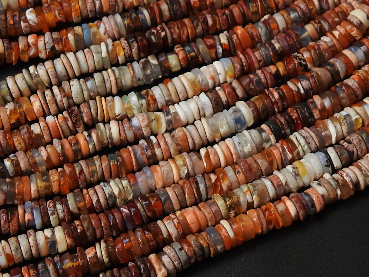 Mexican Opal Smooth Tire Button Coin Bead 16Inch Strand Natural Stone MS-T2