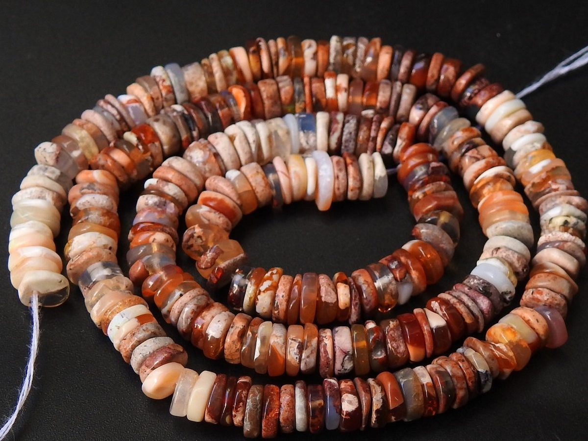 Mexican Opal Smooth Tire Button Coin Bead 16Inch Strand Natural Stone MS-T2