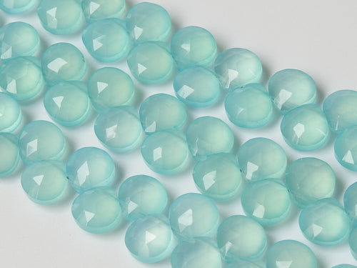 Aqua Blue Chalcedony Beads Micro Faceted Heart Teardrop 8x8mm 8Inch Strand Natural Loose Gemstone Wholesaler Supply PME-CY2