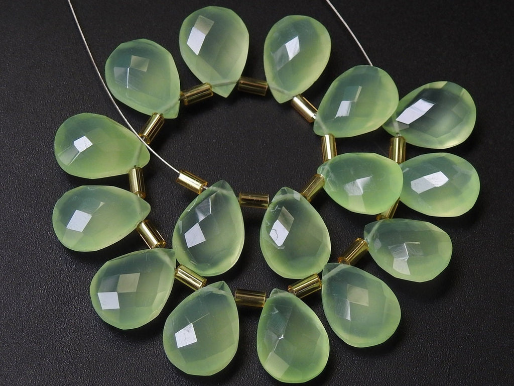 Chalcedony Faceted Teardrop Beads, 10 Piece Lot 14X10MM Loose Gemstone Briolette, Wholesale Jewelry Making Supplies PME-CY1