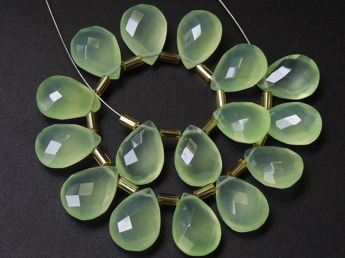 Chalcedony Faceted Teardrop Beads, 10 Piece Lot 14X10MM Loose Gemstone Briolette, Wholesale Jewelry Making Supplies PME-CY1