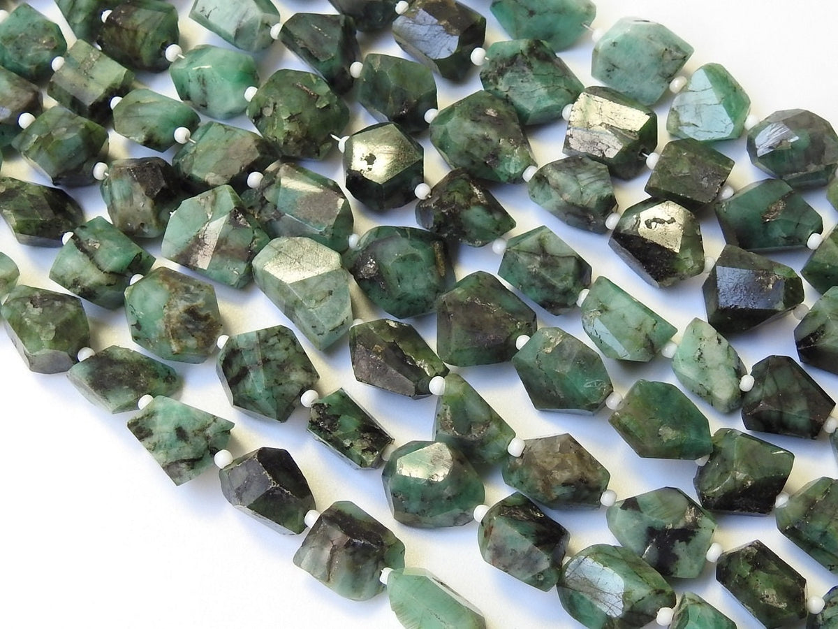 Natural Emerald Faceted Tumble Nugget Beads 8 Inch Strand Genuine Green Loose Gemstone For DIY Jewelry Making Crafts Supply TU1