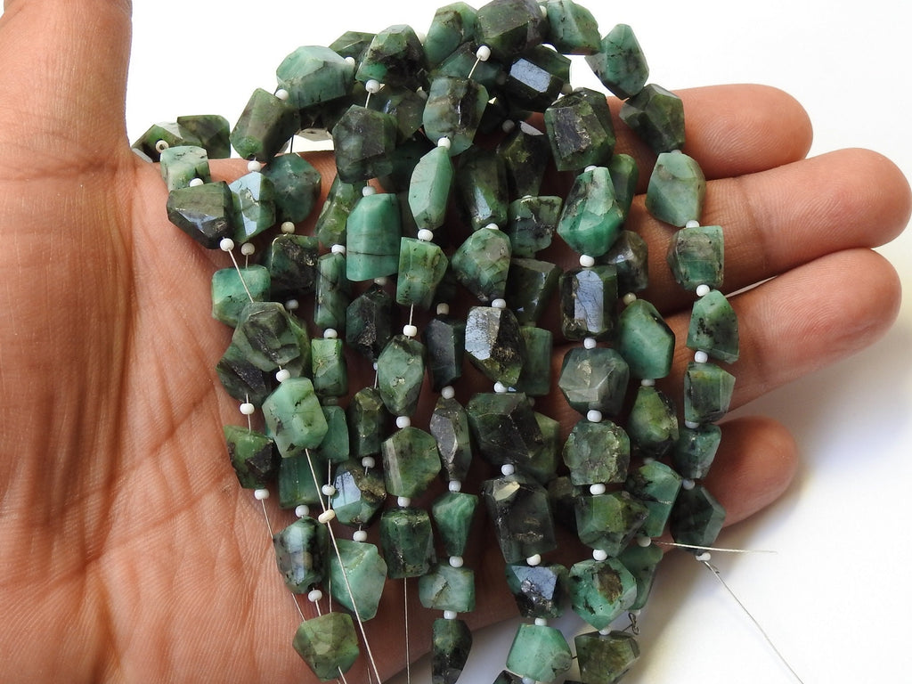 Natural Emerald Faceted Tumble Nugget Beads 8 Inch Strand Genuine Green Loose Gemstone For DIY Jewelry Making Crafts Supply TU1
