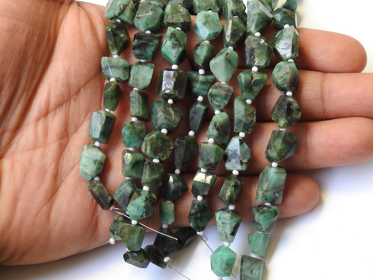 Natural Emerald Faceted Tumble Nugget Beads 8 Inch Strand Genuine Green Loose Gemstone For DIY Jewelry Making Crafts Supply TU1