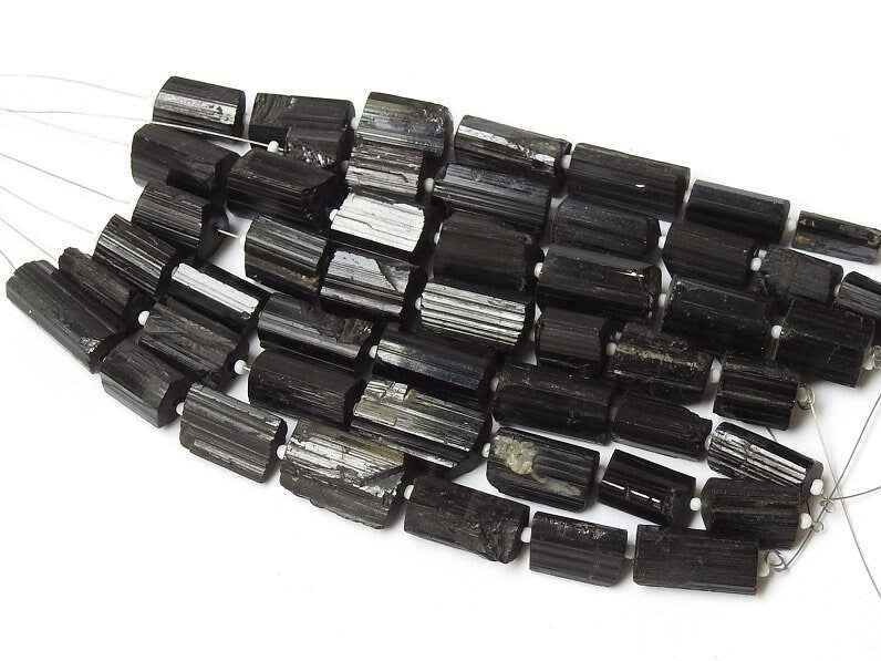 Black Tourmaline Natural Crystals Rough Bead-8Inches Strand -Loose Raw Stone-Minerals Gemstone-Wholesaler Supplies R2