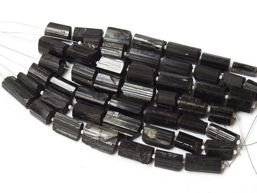 Black Tourmaline Natural Crystals Rough Bead-8Inches Strand -Loose Raw Stone-Minerals Gemstone-Wholesaler Supplies R2