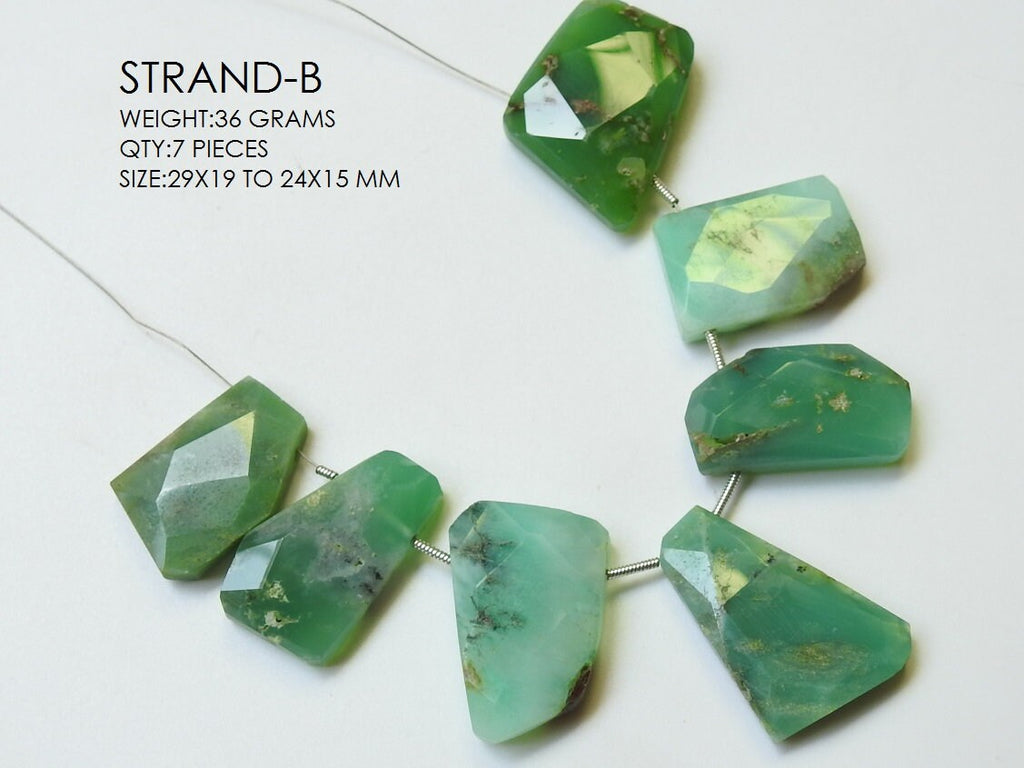 Wholesale Natural Chrysoprase Briolette Strand, Faceted Fancy Shape Cabochon Stone for Crafting