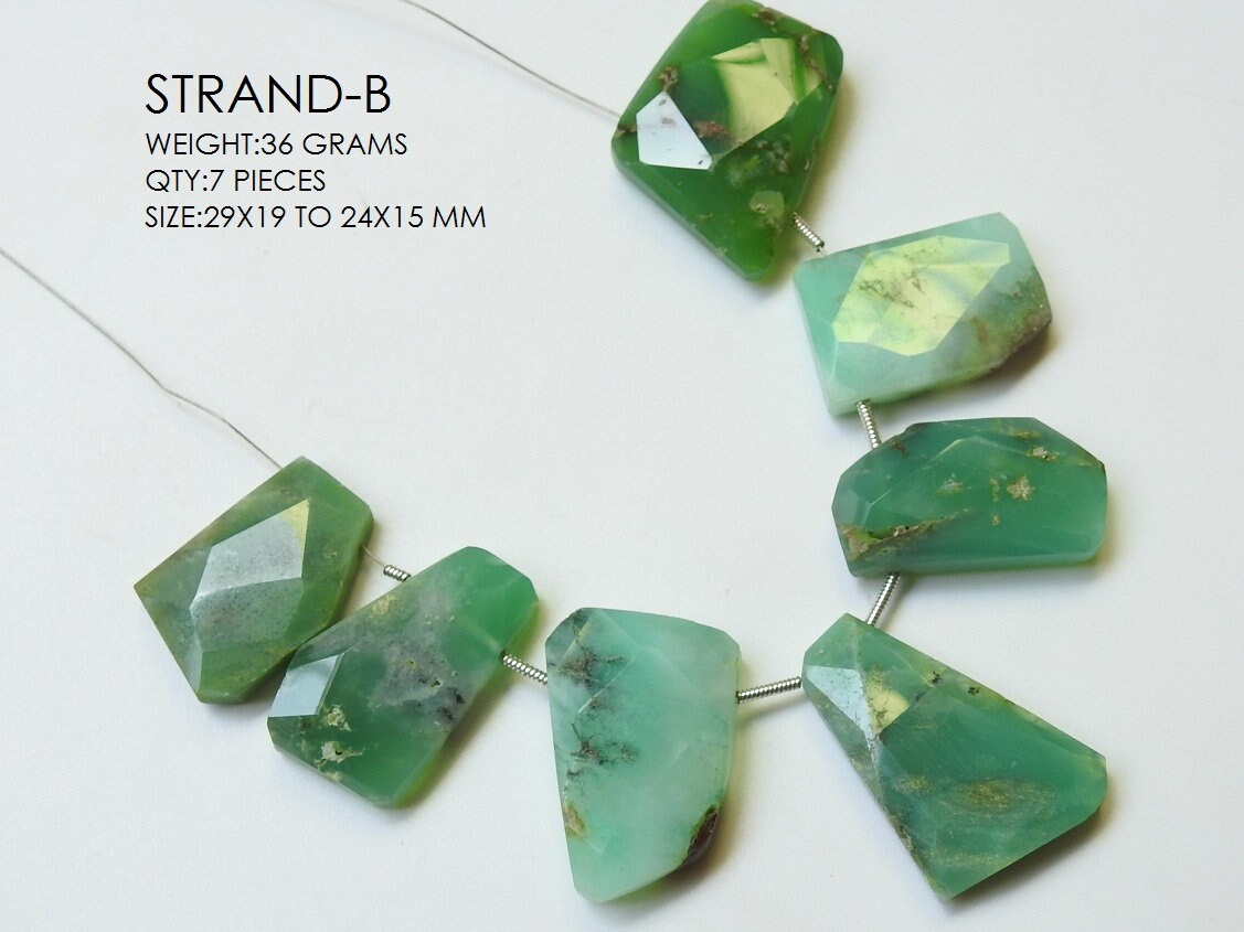 Wholesale Natural Chrysoprase Briolette Strand, Faceted Fancy Shape Cabochon Stone for Crafting