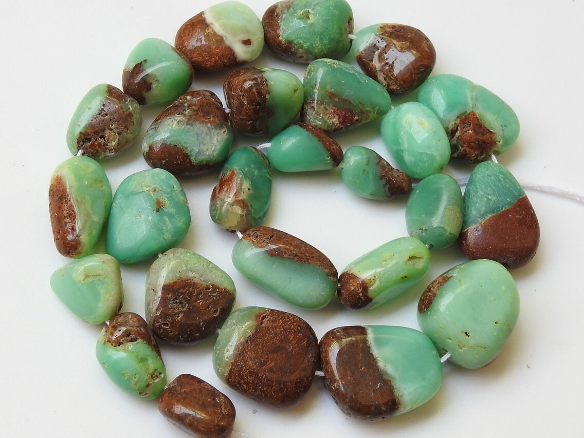 Chrysoprase Bi Color Smooth Tumble Nugget Beads 14Inch 18x15mm To 11x6mm Natural Stone Loose Gemstone Strand for Jewelry Making Wholesaler