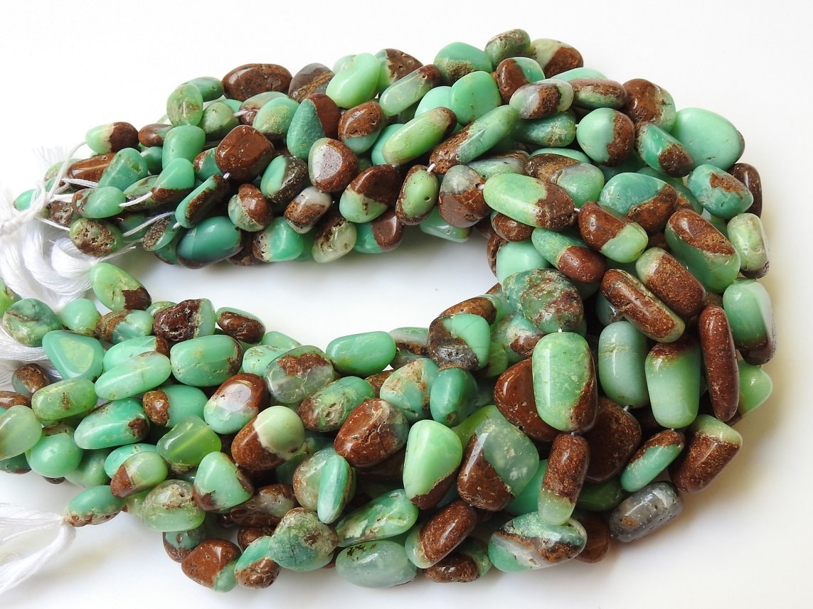 Chrysoprase Bi Color Smooth Tumble Nugget Beads 14Inch 18x15mm To 11x6mm Natural Stone Loose Gemstone Strand for Jewelry Making Wholesaler