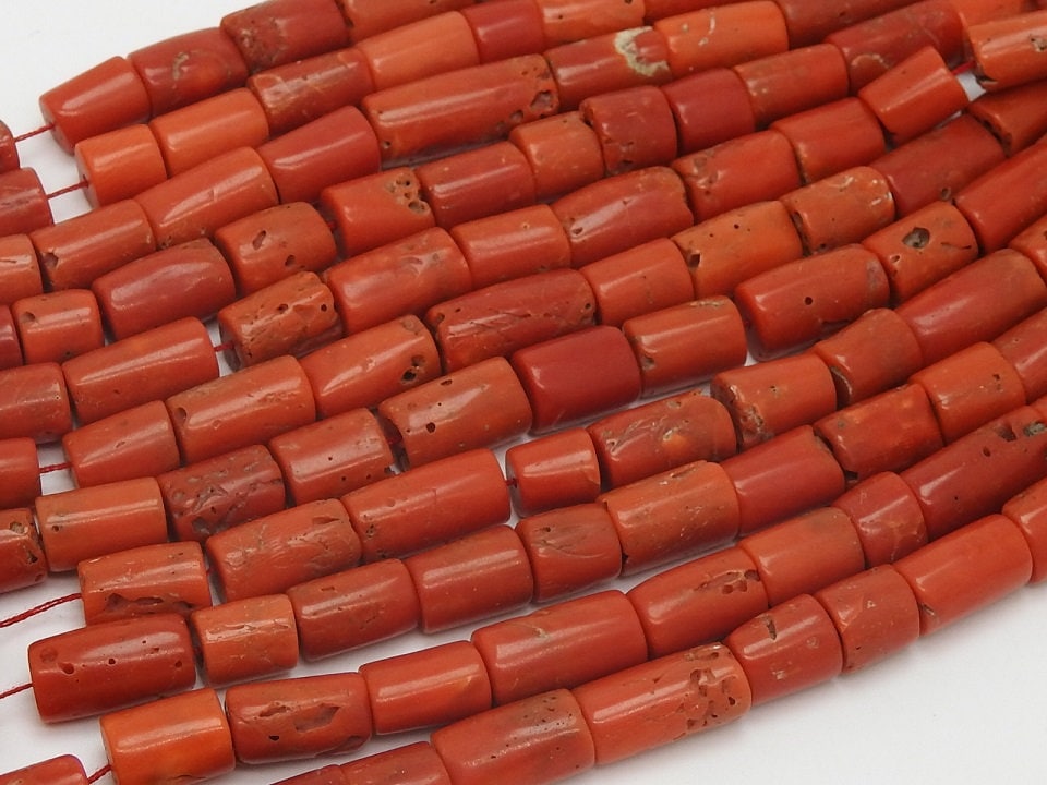 Natural Red Coral Smooth Tube Drum Barrel Shape Bead 14 Inches Strand 5X4 To 10X5MM Approx Wholesale Supplies Gemstone For Jewelry BK-CR2