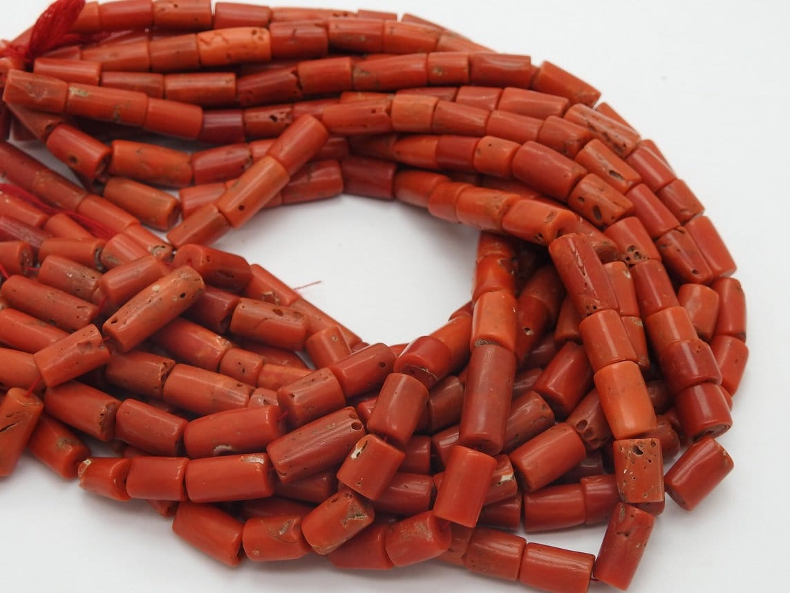 Natural Red Coral Smooth Tube Drum Barrel Shape Bead 14 Inches Strand 5X4 To 10X5MM Approx Wholesale Supplies Gemstone For Jewelry BK-CR2