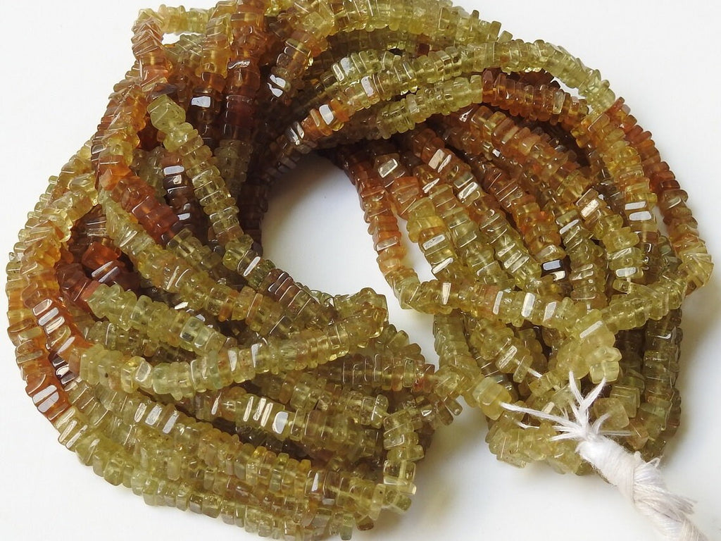 Grossularite Garnet Multi Shaded Smooth Heishe Bead 16Inches Strand 4MM Approx Wholesale Price New Arrival PME-H1