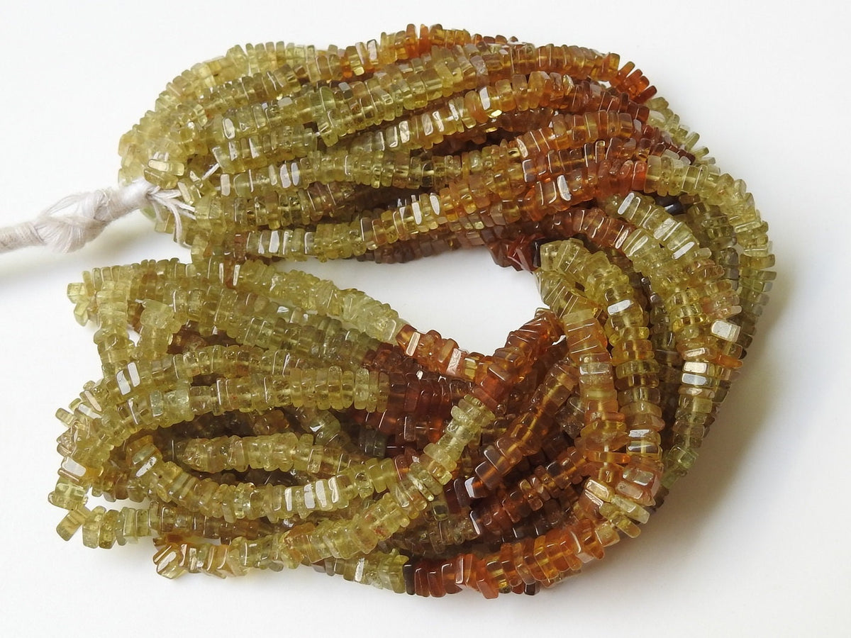 Grossularite Garnet Multi Shaded Smooth Heishe Bead 16Inches Strand 4MM Approx Wholesale Price New Arrival PME-H1