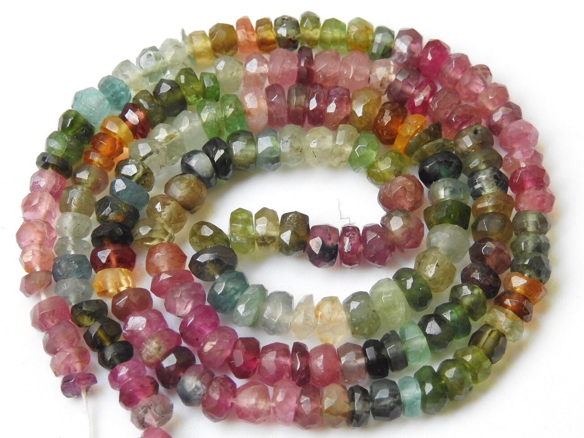 Natural Multi Tourmaline Faceted Rondelle Beads Wholesale | Colorful Gemstone Roundel For Jewelry Making Supplies | New Arrival Strand